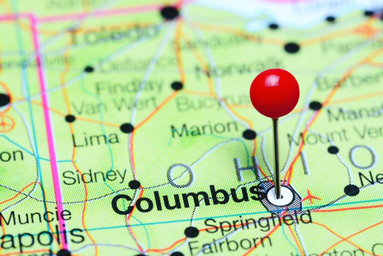 Columbus,Pinned,On,A,Map,Of,Ohio,,Usa